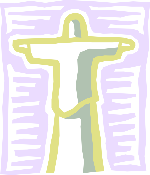 Vector Illustration of Christ the Redeemer in Rio de Janeiro Brazil Monument Atop Corcovado Granite Dome