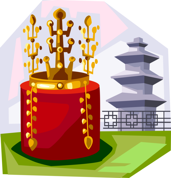Vector Illustration of Korean Gold Crown from Silla Period