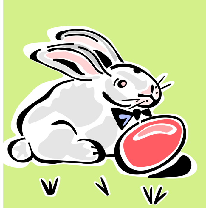 Vector Illustration of Pascha Easter Bunny Rabbit with Colored Easter Egg