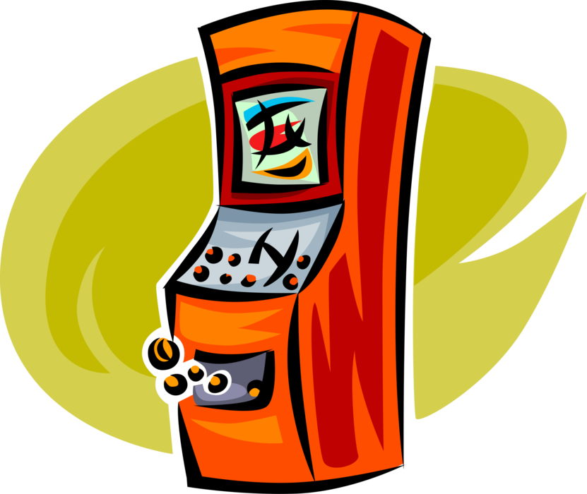 Vector Illustration of Casino Gambling Slot Machine One-Armed Bandit