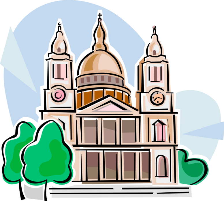 Vector Illustration of St Paul's Cathedral Church, London, England, United Kingdom