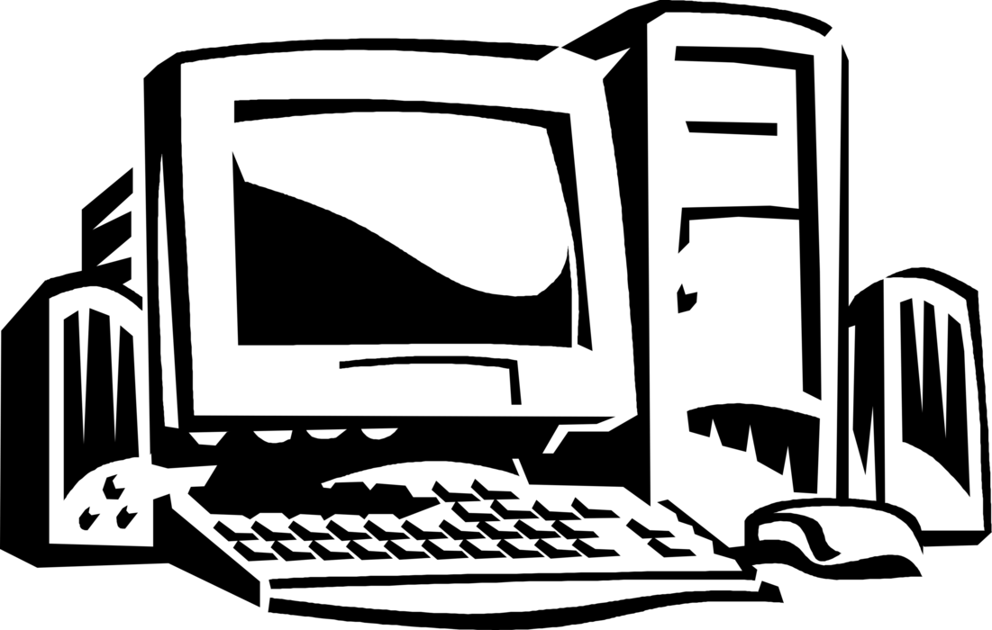 Vector Illustration of Personal Desktop Computer System