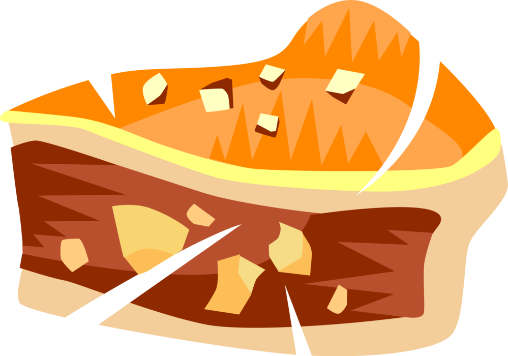 Vector Illustration of Homemade Baked Dessert Pie Slice