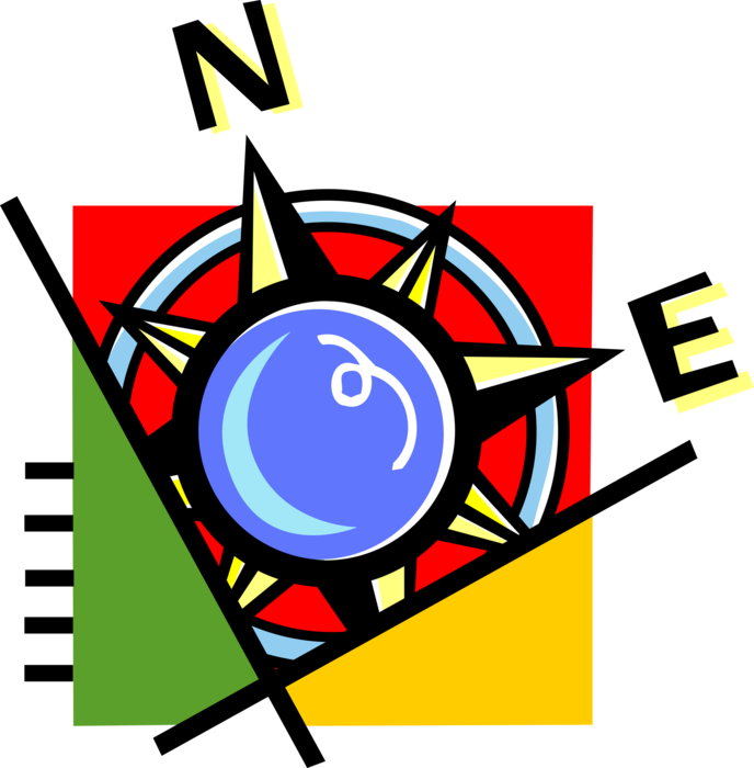 Vector Illustration of Magnetic Compass for Navigation and Finding Direction Points to "Magnetic North"