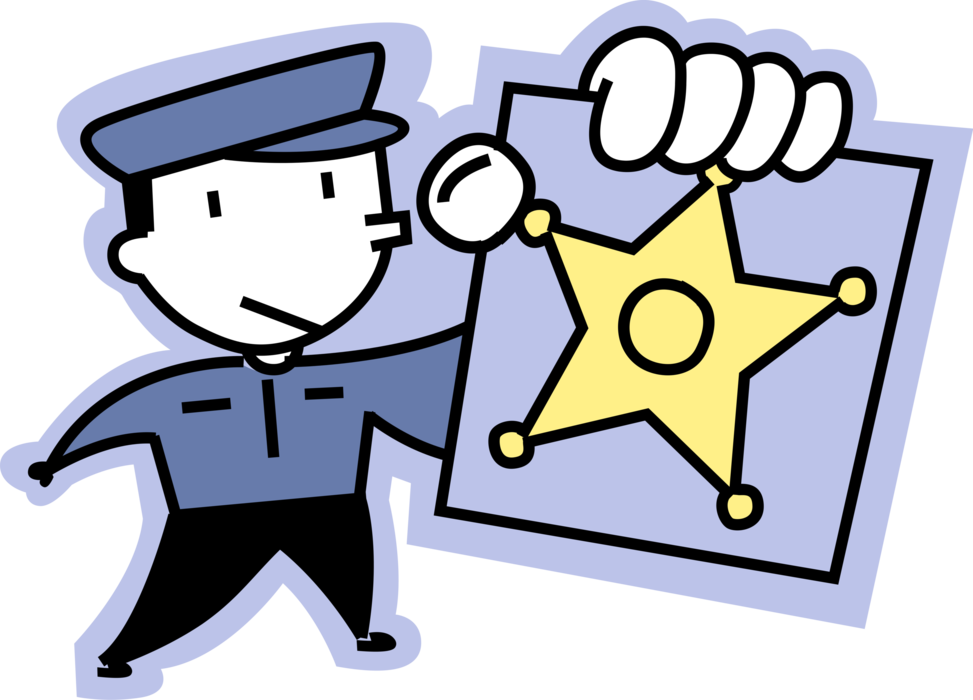Vector Illustration of Law Enforcement Police Officer Cop with Sheriff's Badge