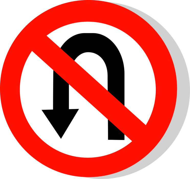 Vector Illustration of European Union EU Traffic Highway Road Sign, No U-Turns