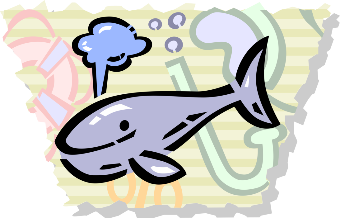Vector Illustration of Endangered Species Aquatic Marine Mammal Whale
