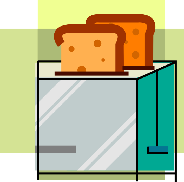 Vector Illustration of Small Electric Kitchen Appliance Toaster or Toast Maker with Toasted Bread
