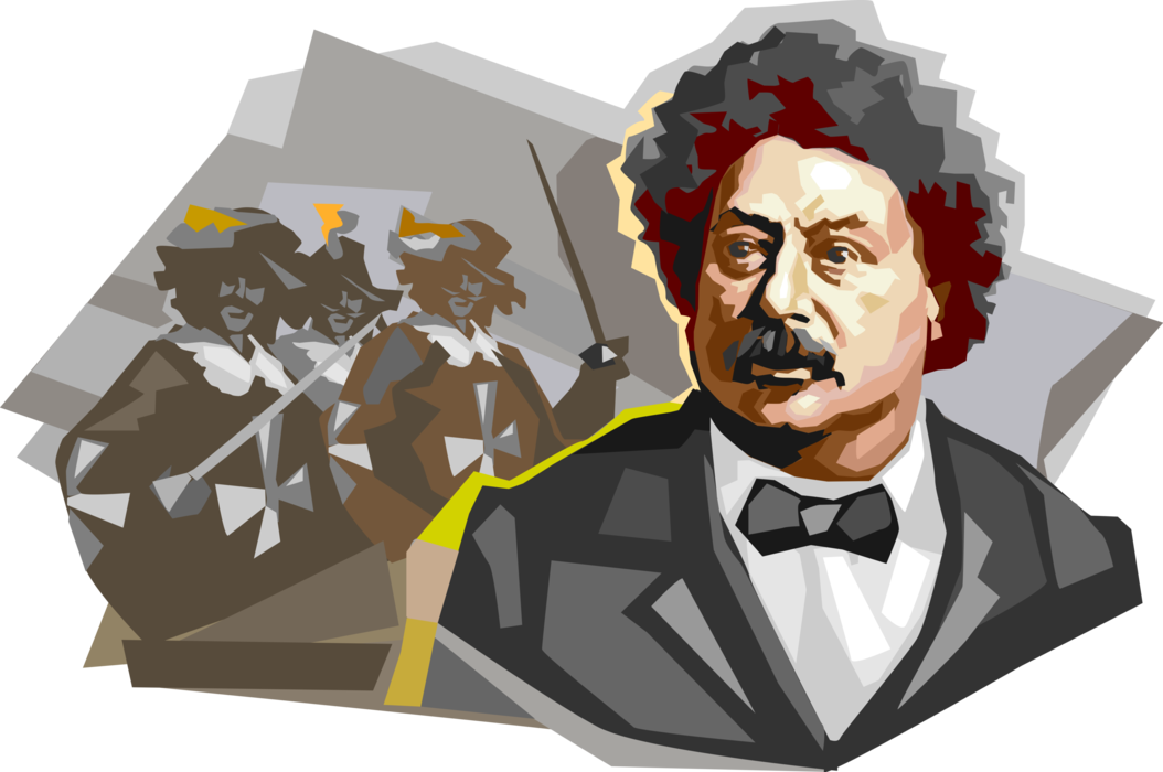 Vector Illustration of Alexander Dumas French Dramatist and Author