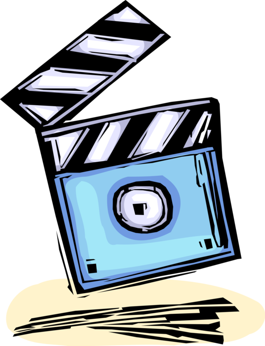 Vector Illustration of Filmmaking and Video Production Clapperboard Digital Storage Media
