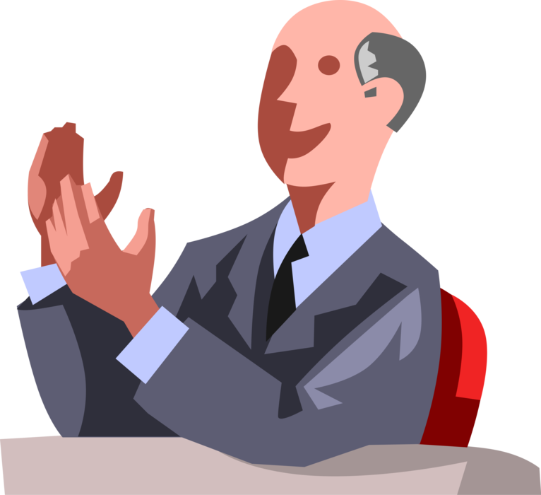 Vector Illustration of Businessman Applauds in Approval to Acknowledge and Praise by Clapping Hands