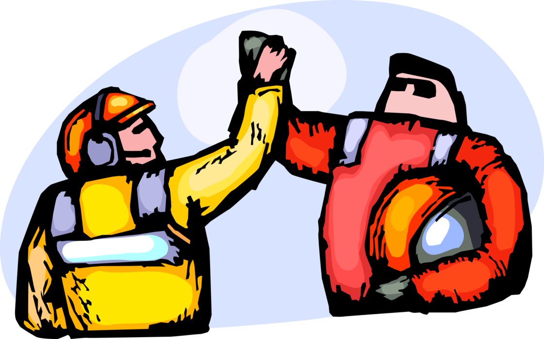 Vector Illustration of United States Navy Aircraft Carrier Air Operation Flight Deck Crew High Five Successful Operations
