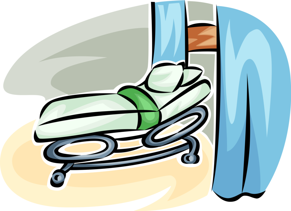 Vector Illustration of Hospital Bed Wheeled Stretcher Gurney Transports Patients