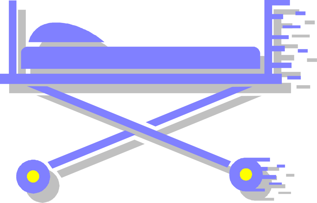 Vector Illustration of Hospital Bed Wheeled Stretcher Gurney Transports Patients