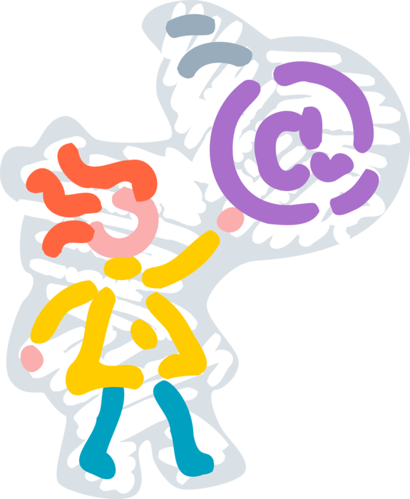 Vector Illustration of Internet Electronic Mail Email Correspondence @ Symbol Exchanges Digital Messages