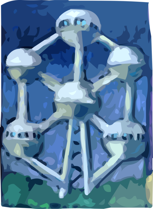 Vector Illustration of Atomium Building Constructed for Expo 58 1958 Brussels World's Fair, Iron Crystal with 9 Atoms