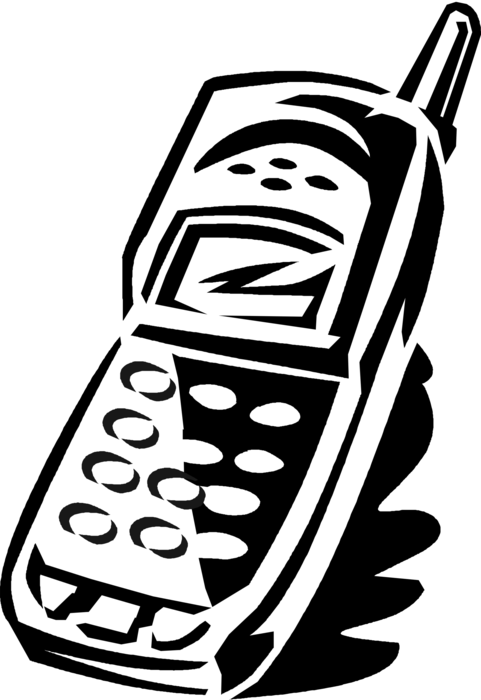 Vector Illustration of Mobile Smartphone Phone Telephone Makes and Receives Calls Over Radio Frequency Carrier