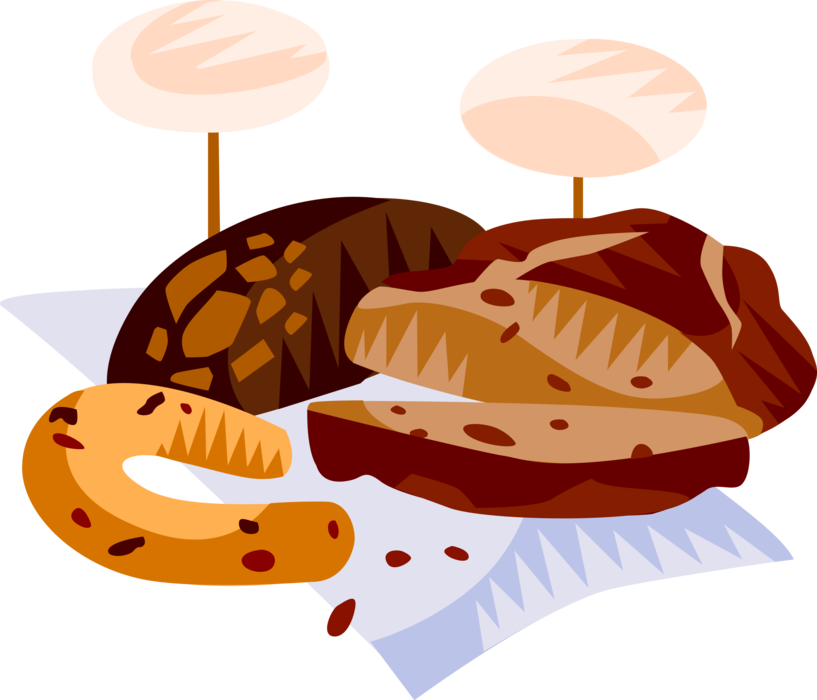 Vector Illustration of German Cuisine Baking Bread Loaves