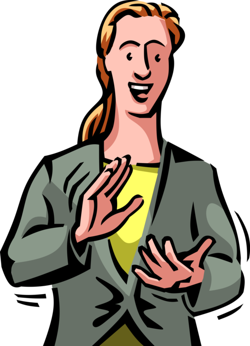 Vector Illustration of Businesswoman Applauds to Acknowledge and Praise by Clapping with Hands