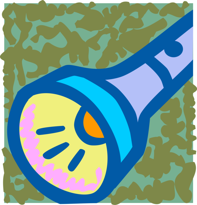 Vector Illustration of Portable Hand-Held Electric Light Flashlight or Torch