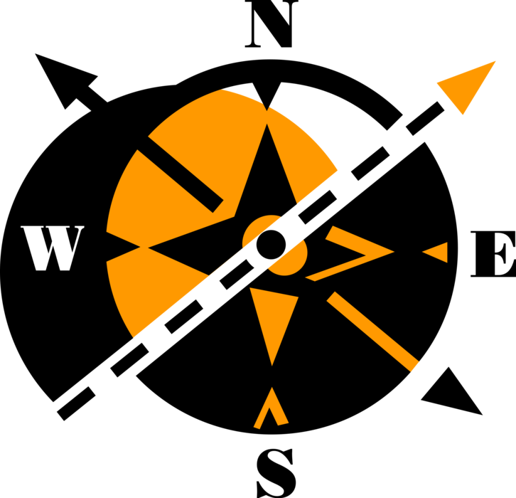 Vector Illustration of Magnetic Compass for Navigation and Finding Direction Points to "Magnetic North"