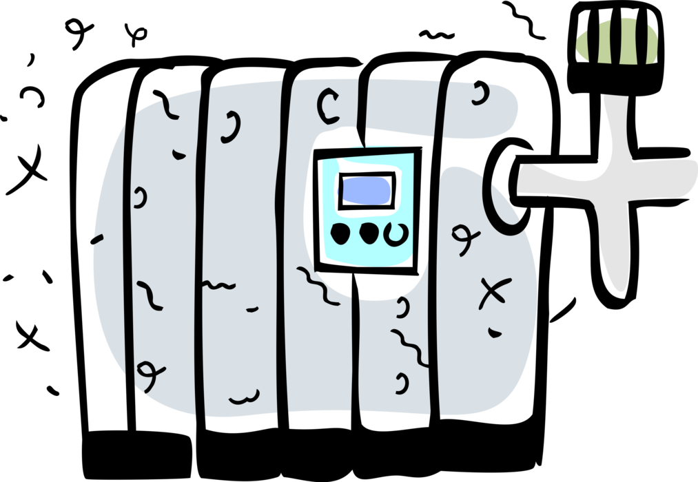 Vector Illustration of Radiator Convector Heat Exchanger Transfers Thermal Energy