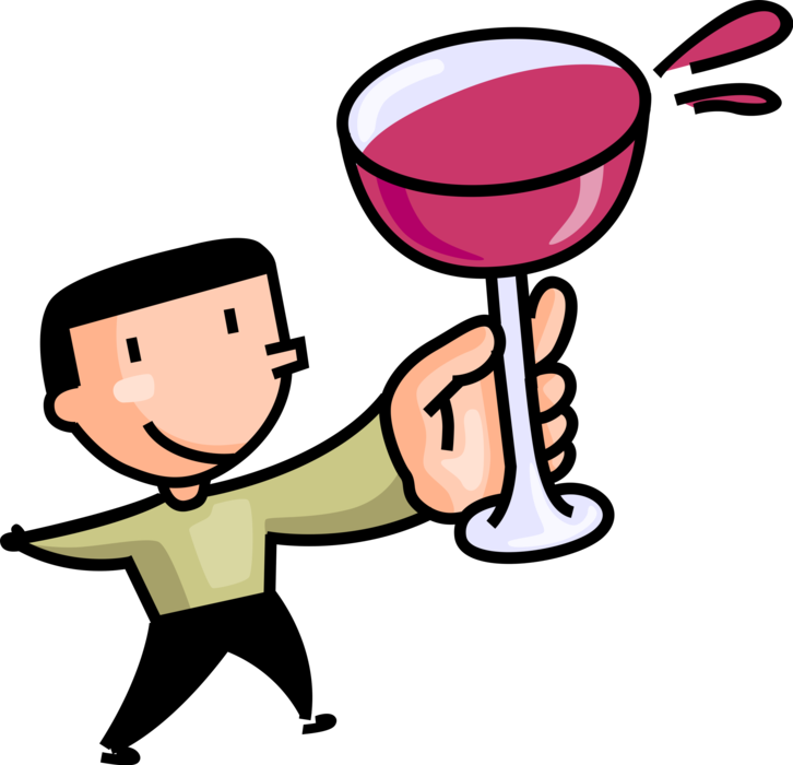 Vector Illustration of Celebrating with Glass of Wine Toast Expression of Honor or Goodwill