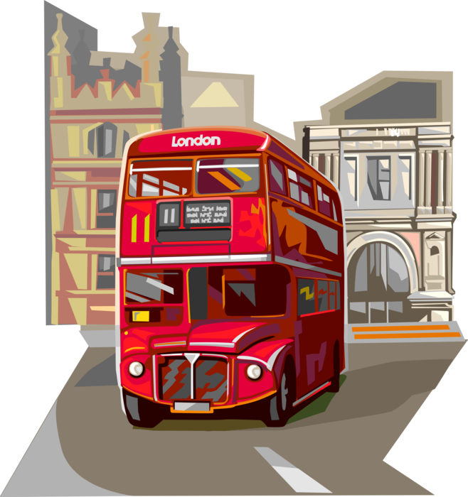 Vector Illustration of Double-Decker Public Transport Passenger Bus used in United Kingdom