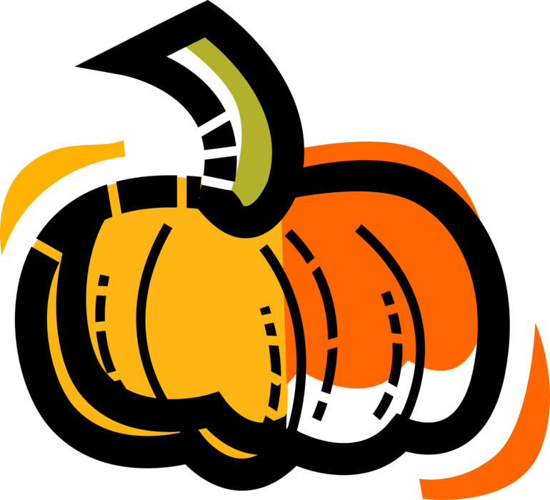 Vector Illustration of Halloween Trick or Treat Jack-o'-Lantern Squash Pumpkin