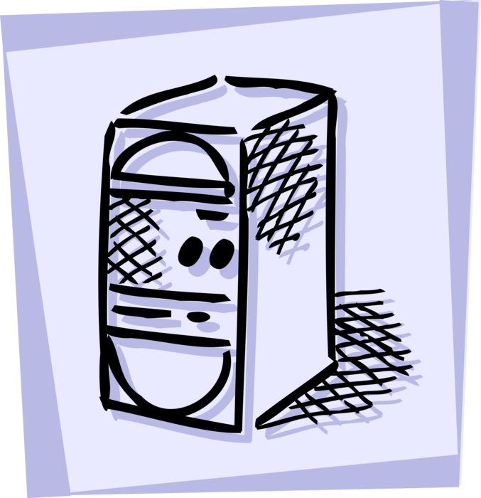 Vector Illustration of Central Processing Unit CPU Personal Desktop Computer System 