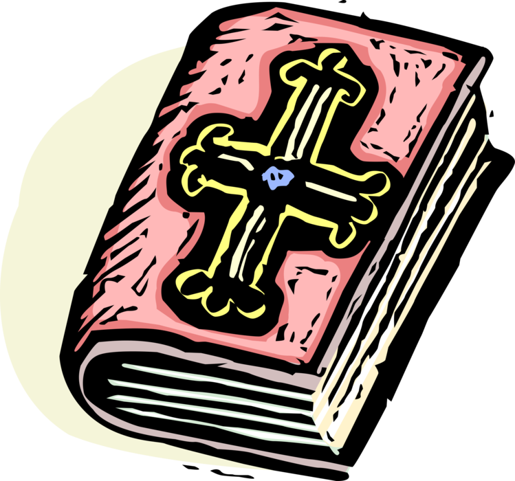 Vector Illustration of Christian Holy Bible Good Book with Crucifix Cross