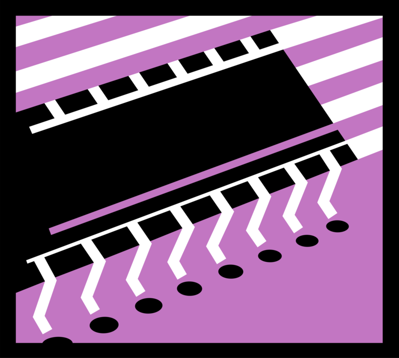 Vector Illustration of Integrated Circuit Electronic Component Microprocessor Microchip