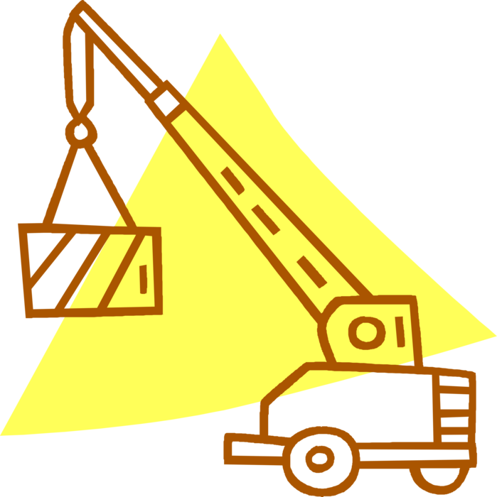Vector Illustration of Industrial Construction Equipment Building Crane with Lifting Hook