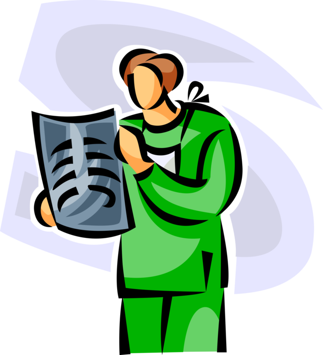 Vector Illustration of Health Care Professional Doctor Physician Examines Patient X-Ray