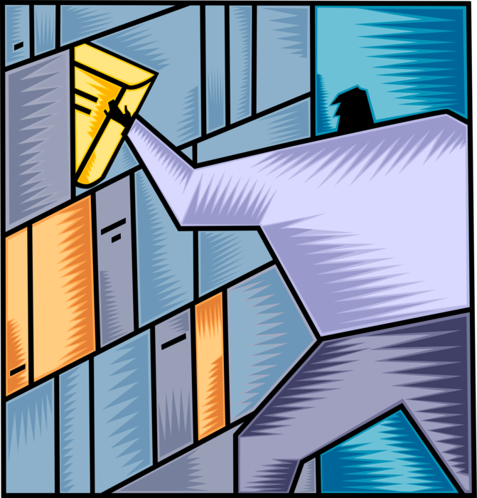 Vector Illustration of Borrowing Book from Public Lending Library