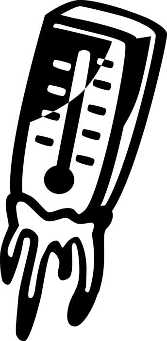 Vector Illustration of Thermometer Measures Freezing Air Temperature or Temperature Gradient