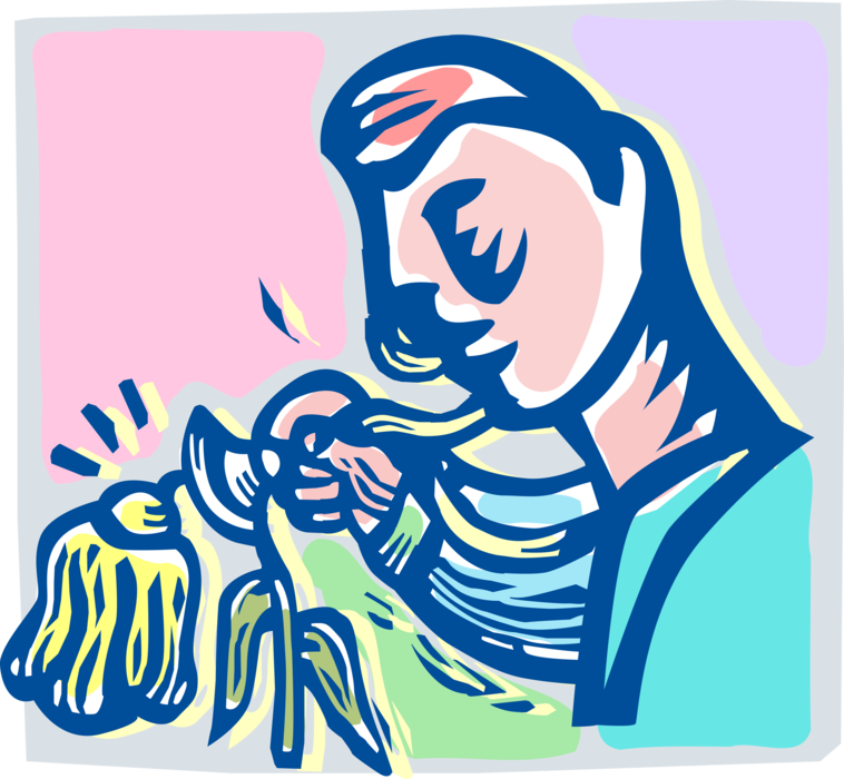 Vector Illustration of Doctor Physician Examines Sick Plant with Stethoscope