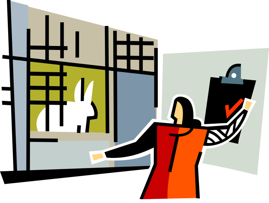 Vector Illustration of Animal Testing Research and Experimentation with Rabbit and Scientist Conducting Experiment