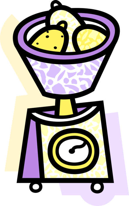 Vector Illustration of Kitchen Scale Weighs Food and Ingredients for Cooking and Baking