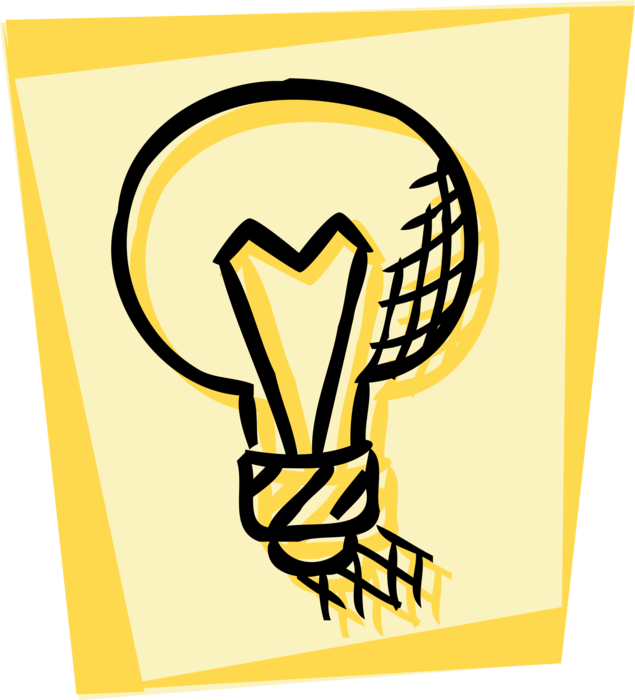 Vector Illustration of Electric Light Bulb Symbol of Invention, Innovation, Inspiration and Good Ideas