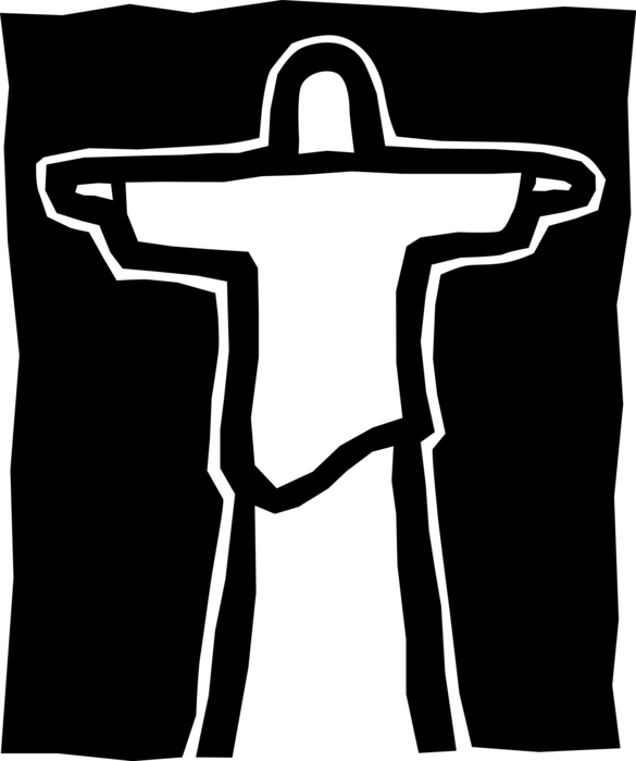 Vector Illustration of Christ the Redeemer in Rio de Janeiro Brazil Monument Atop Corcovado Granite Dome