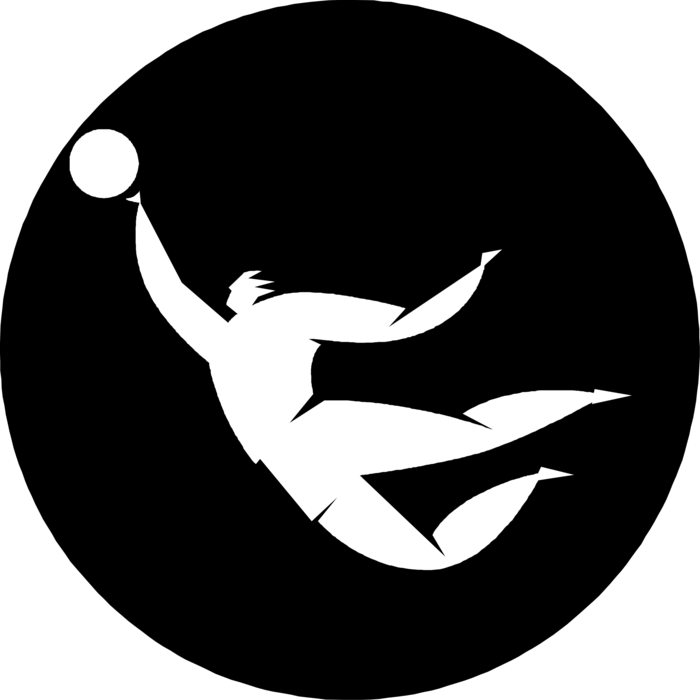 Vector Illustration of Sport of Soccer Football Goalie Goalkeeper Dives to Catch Ball Defending Net