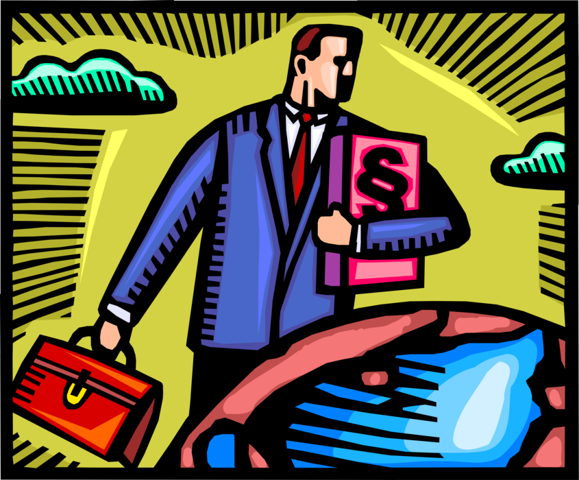Vector Illustration of Businessman Salesman Embarks on Worldwide Sales and Marketing Campaign with Product