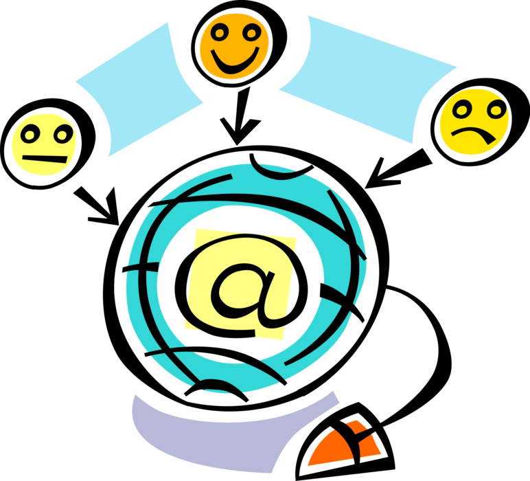 Vector Illustration of Global Users React Differently to Electronic Email Correspondence with Planet Earth World