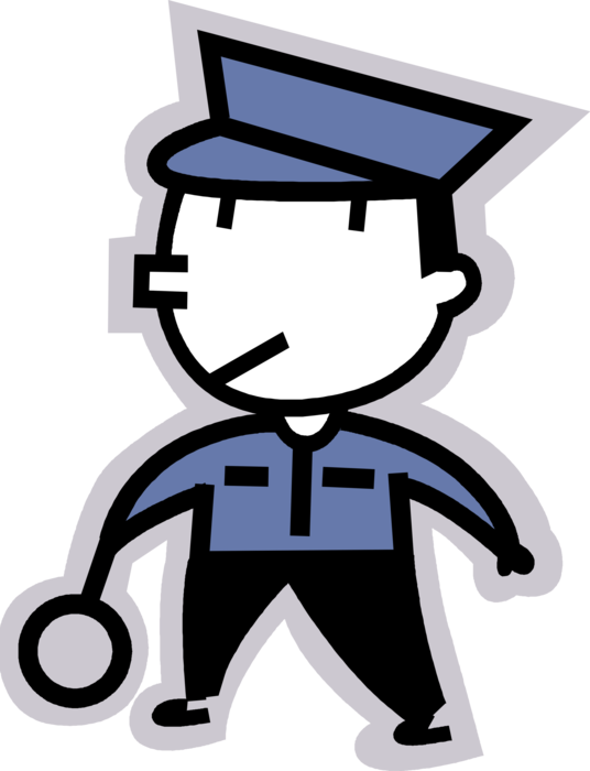 Vector Illustration of Law Enforcement Police Officer Traffic Cop Directing Flow of Traffic in Rush Hour
