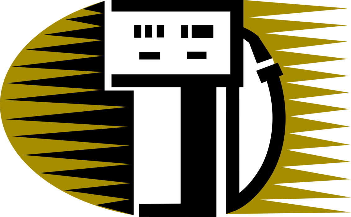 Vector Illustration of Gasoline Petroleum Fossil Fuel Service Station Gas Pump and Hose