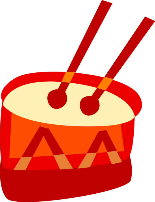 Vector Illustration of Percussion Instrument Drum with Drum Sticks