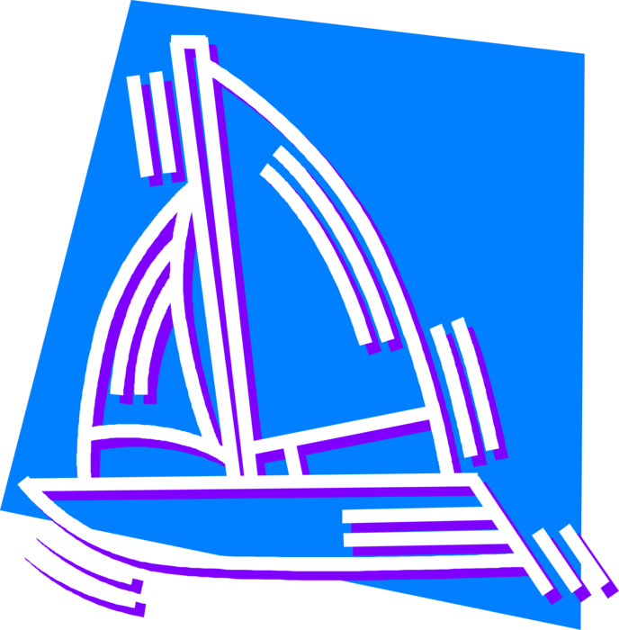 Vector Illustration of Sailboat Watercraft Vessel with Sails