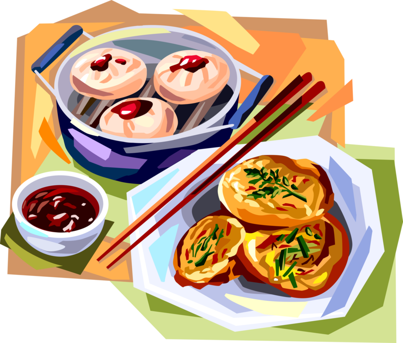 Vector Illustration of Korean Cuisine Fried Cakes Meal