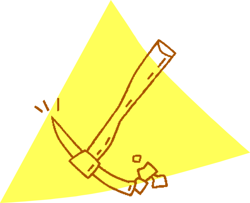 Vector Illustration of Mining Pickaxe or Pick Hand Tool for Breaking Hard Ground or Rock